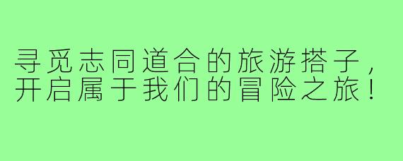 寻觅志同道合的旅游搭子，开启属于我们的冒险之旅！