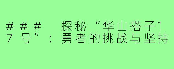 ### 探秘“华山搭子17号”：勇者的挑战与坚持