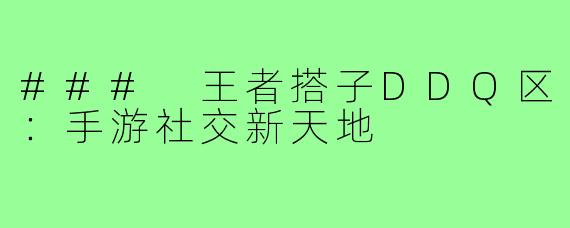 ### 王者搭子DDQ区:手游社交新天地