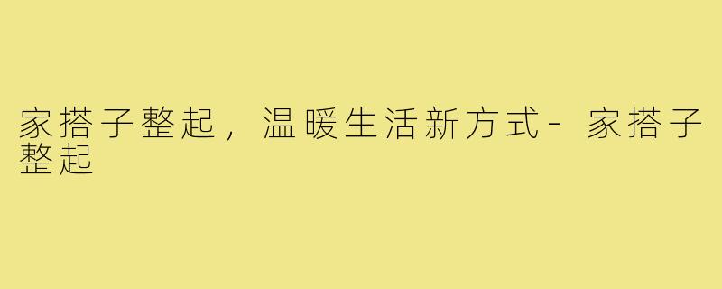 家搭子整起,温暖生活新方式-家搭子整起