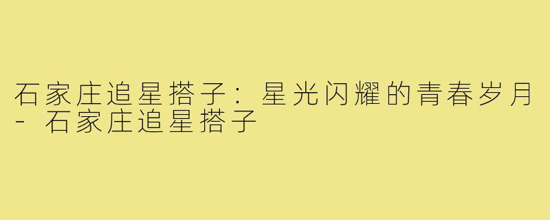 石家庄追星搭子:星光闪耀的青春岁月-石家庄追星搭子