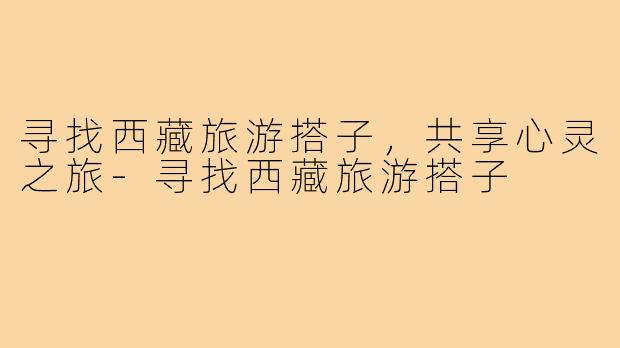 寻找西藏旅游搭子,共享心灵之旅-寻找西藏旅游搭子