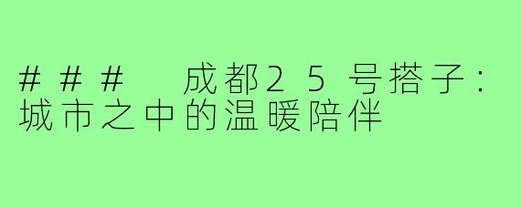 ### 成都25号搭子:城市之中的温暖陪伴