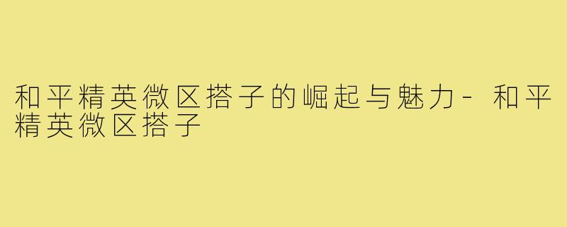 和平精英微区搭子的崛起与魅力-和平精英微区搭子