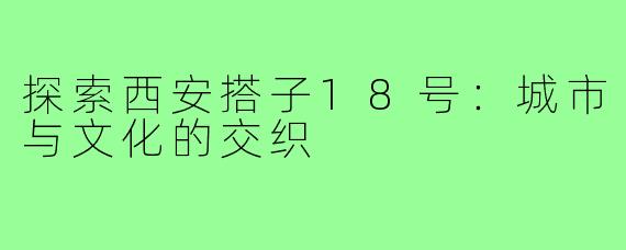 探索西安搭子18号：城市与文化的交织