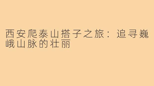 西安爬泰山搭子之旅:追寻巍峨山脉的壮丽