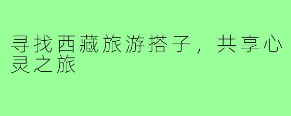 寻找西藏旅游搭子,共享心灵之旅
