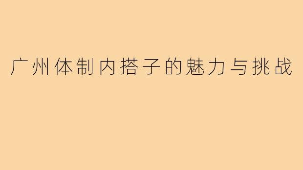 广州体制内搭子的魅力与挑战