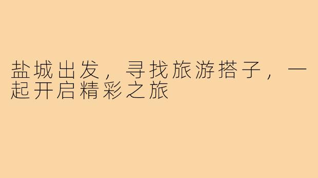 盐城出发,寻找旅游搭子,一起开启精彩之旅