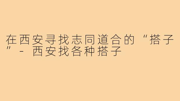 在西安寻找志同道合的“搭子”