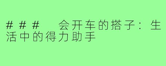 ### 会开车的搭子:生活中的得力助手