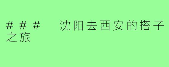 ### 沈阳去西安的搭子之旅