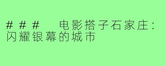 ### 电影搭子石家庄：闪耀银幕的城市