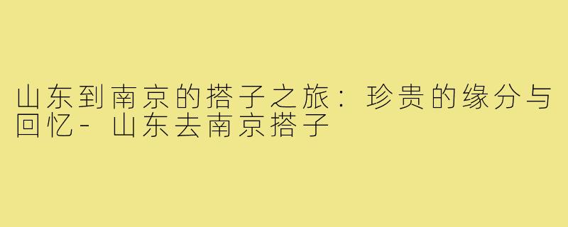 山东到南京的搭子之旅：珍贵的缘分与回忆