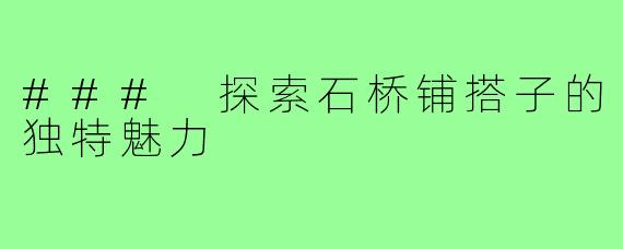 ### 探索石桥铺搭子的独特魅力