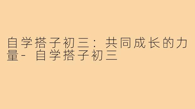自学搭子初三:共同成长的力量-自学搭子初三