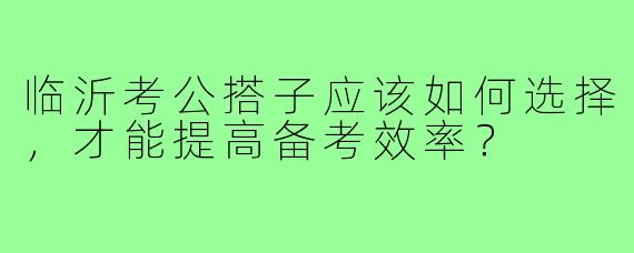 临沂考公搭子应该如何选择,才能提高备考效率?