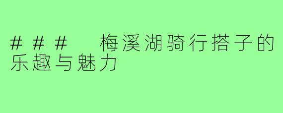 ### 梅溪湖骑行搭子的乐趣与魅力