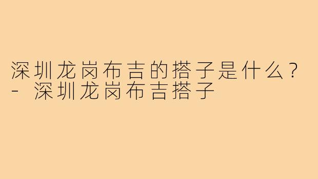 深圳龙岗布吉的搭子是什么？