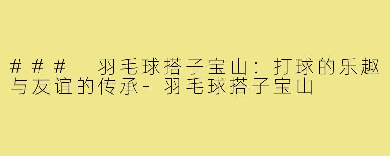 ### 羽毛球搭子宝山:打球的乐趣与友谊的传承-羽毛球搭子宝山