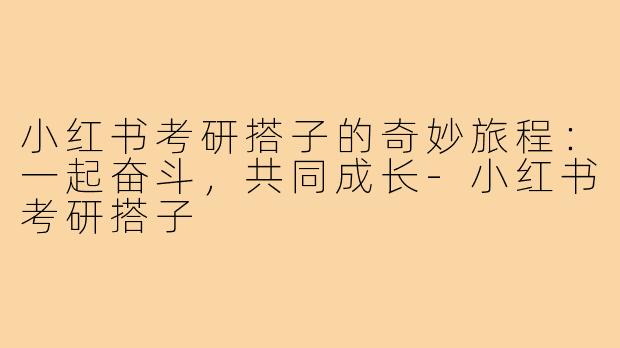 小红书考研搭子的奇妙旅程:一起奋斗,共同成长-小红书考研搭子