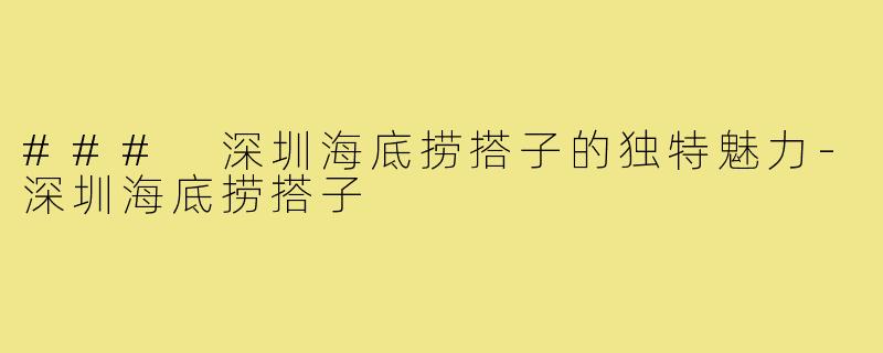 ### 深圳海底捞搭子的独特魅力-深圳海底捞搭子
