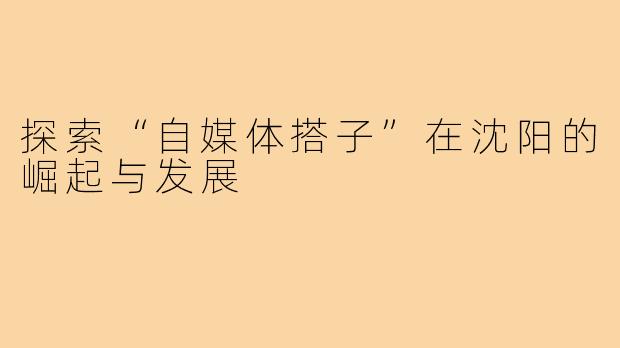 探索“自媒体搭子”在沈阳的崛起与发展