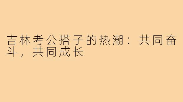 吉林考公搭子的热潮：共同奋斗，共同成长