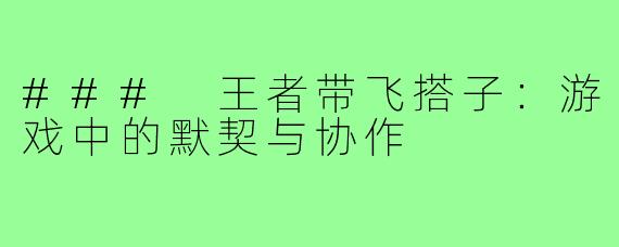 ### 王者带飞搭子：游戏中的默契与协作