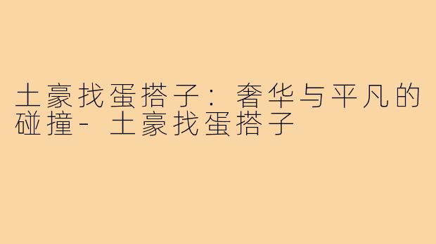 土豪找蛋搭子:奢华与平凡的碰撞-土豪找蛋搭子