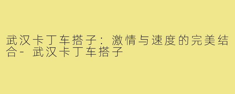 武汉卡丁车搭子:激情与速度的完美结合-武汉卡丁车搭子