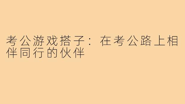 考公游戏搭子:在考公路上相伴同行的伙伴