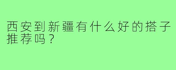 西安到新疆有什么好的搭子推荐吗？