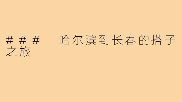 ### 哈尔滨到长春的搭子之旅