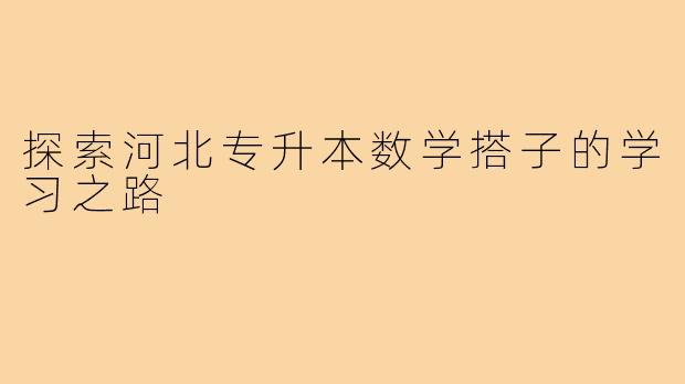 探索河北专升本数学搭子的学习之路