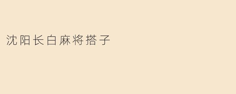 沈阳长白麻将搭子