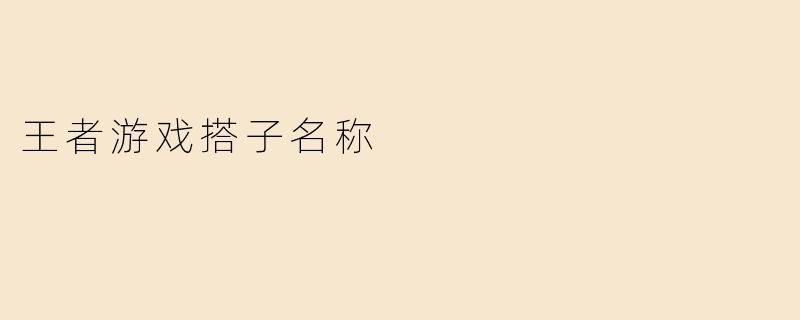 王者游戏搭子名称