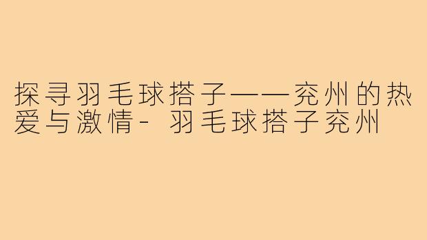 探寻羽毛球搭子——兖州的热爱与激情-羽毛球搭子兖州