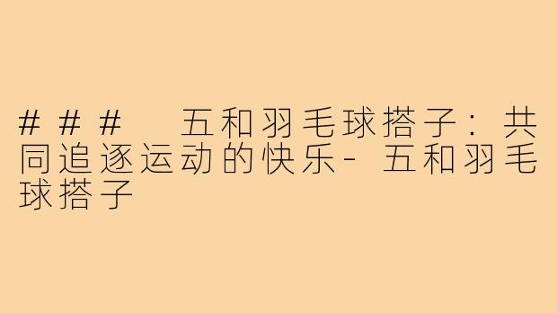 ### 五和羽毛球搭子：共同追逐运动的快乐-五和羽毛球搭子
