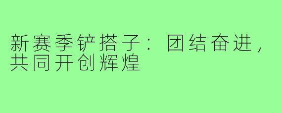 新赛季铲搭子:团结奋进,共同开创辉煌