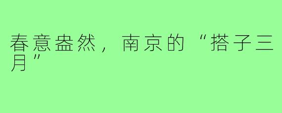 春意盎然，南京的“搭子三月”