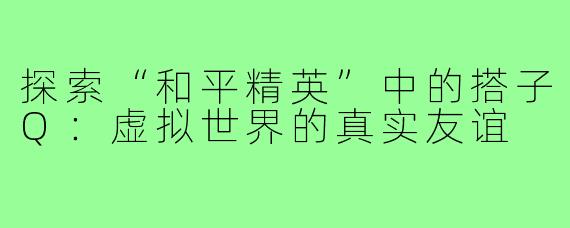 探索“和平精英”中的搭子Q：虚拟世界的真实友谊