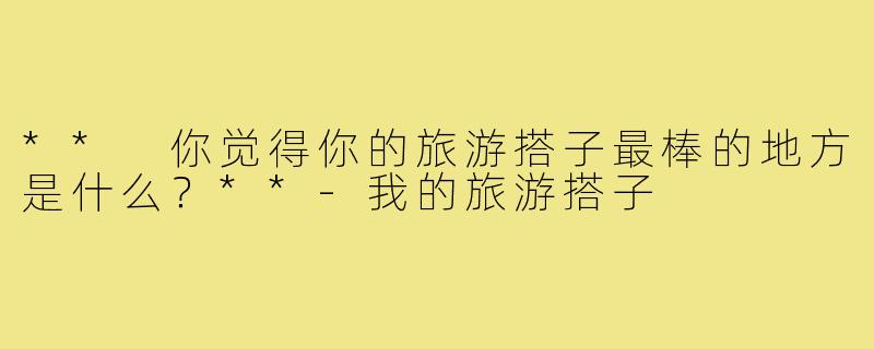 ** 你觉得你的旅游搭子最棒的地方是什么？**