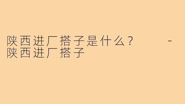 陕西进厂搭子是什么？  