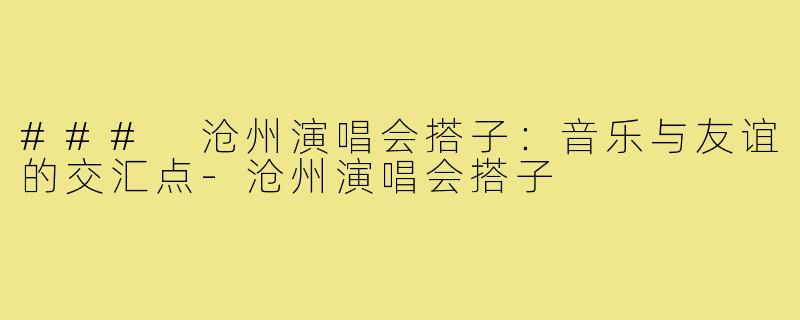 ### 沧州演唱会搭子：音乐与友谊的交汇点-沧州演唱会搭子