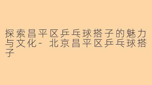 探索昌平区乒乓球搭子的魅力与文化-北京昌平区乒乓球搭子