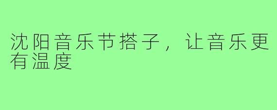 沈阳音乐节搭子，让音乐更有温度