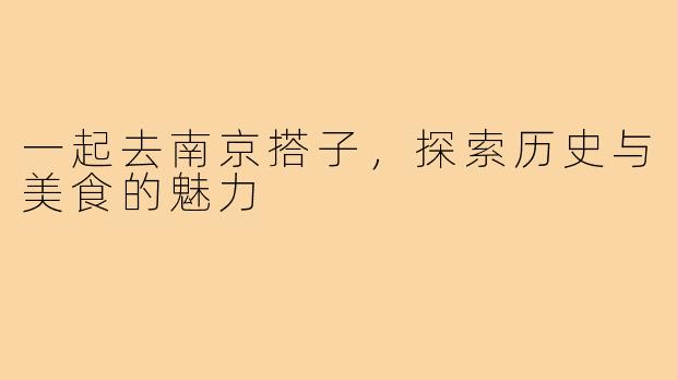 一起去南京搭子，探索历史与美食的魅力