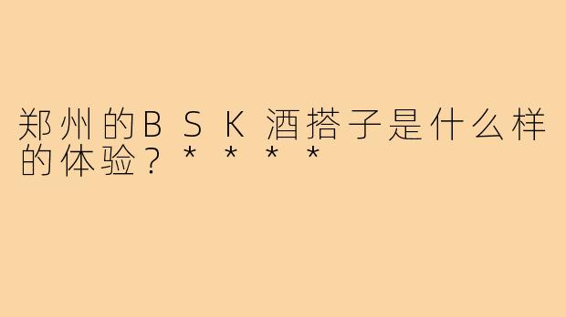 郑州的BSK酒搭子是什么样的体验?****
