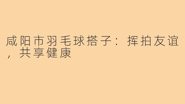 咸阳市羽毛球搭子:挥拍友谊,共享健康